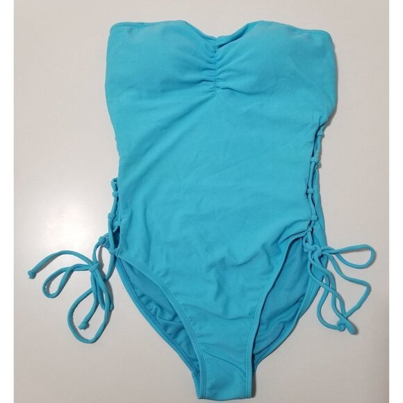 NEW RACHEL ROY Women's Aqua Stretch Side Lace-Up Sweetheart Moderate Coverage On - Picture 8 of 10